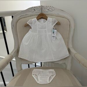 🦢 Baby 6 Mth Oshkosh Swiss Dot Classic Cotton Dress With Matching Panty NWT